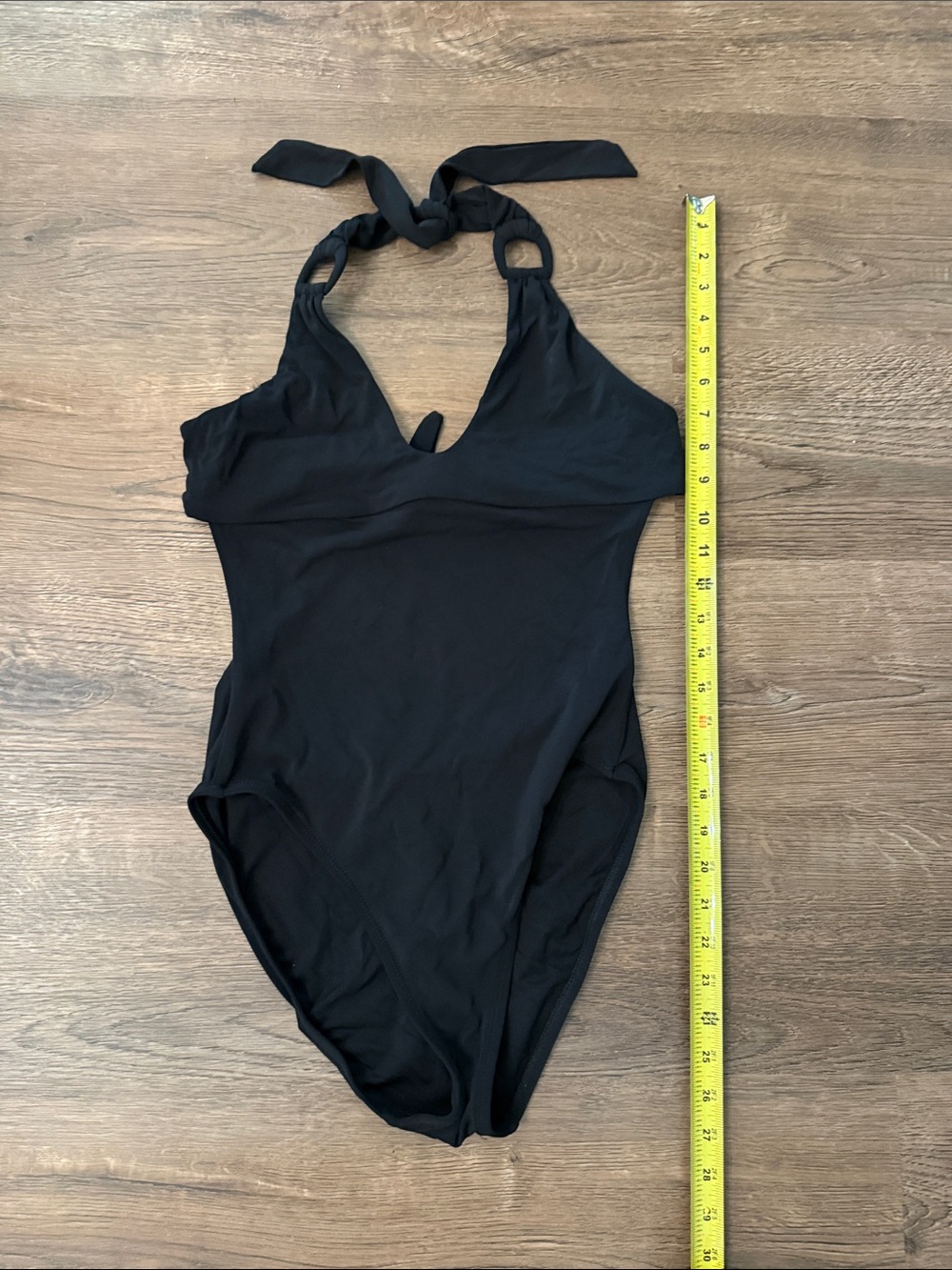 Robin Piccone Kate Black Halter One-Piece Swimsuit with Ring Detail